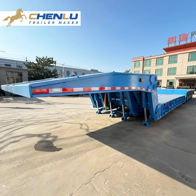 Tri axle folding lowboy trailer