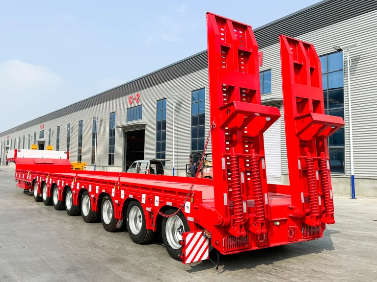 8 Axle Flatbed Semi Trailer Shipment for Heavy Equipment Transport