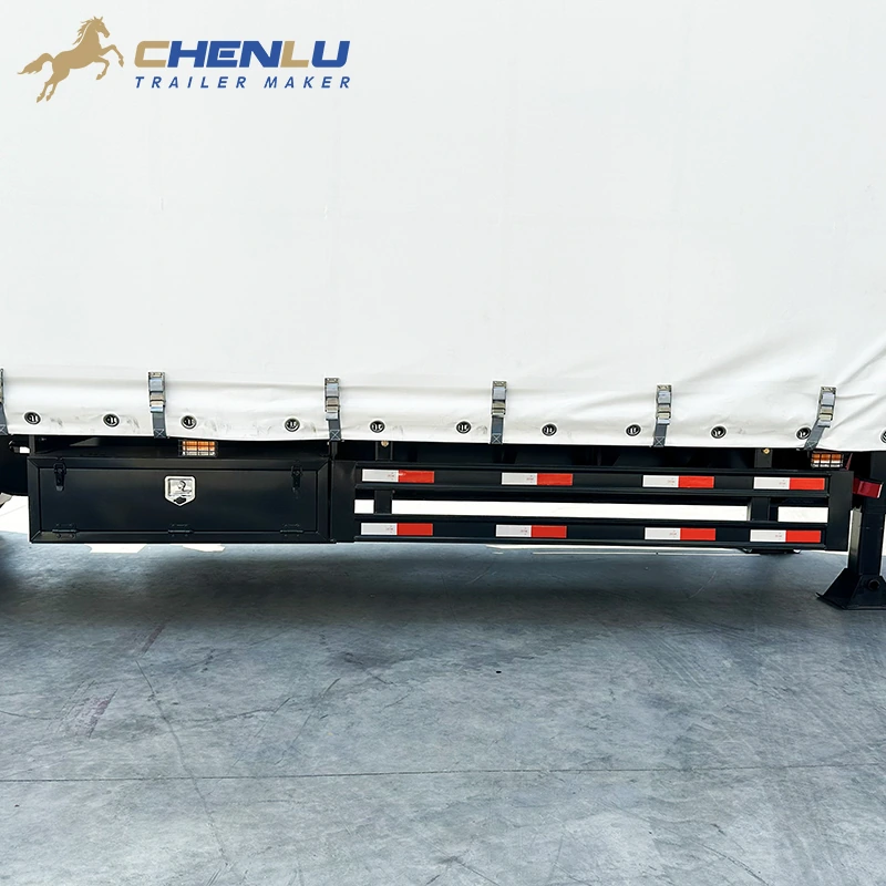 Caja de herramientas con cerradura junto a la protección lateral reflectante debajo del riel de la lona